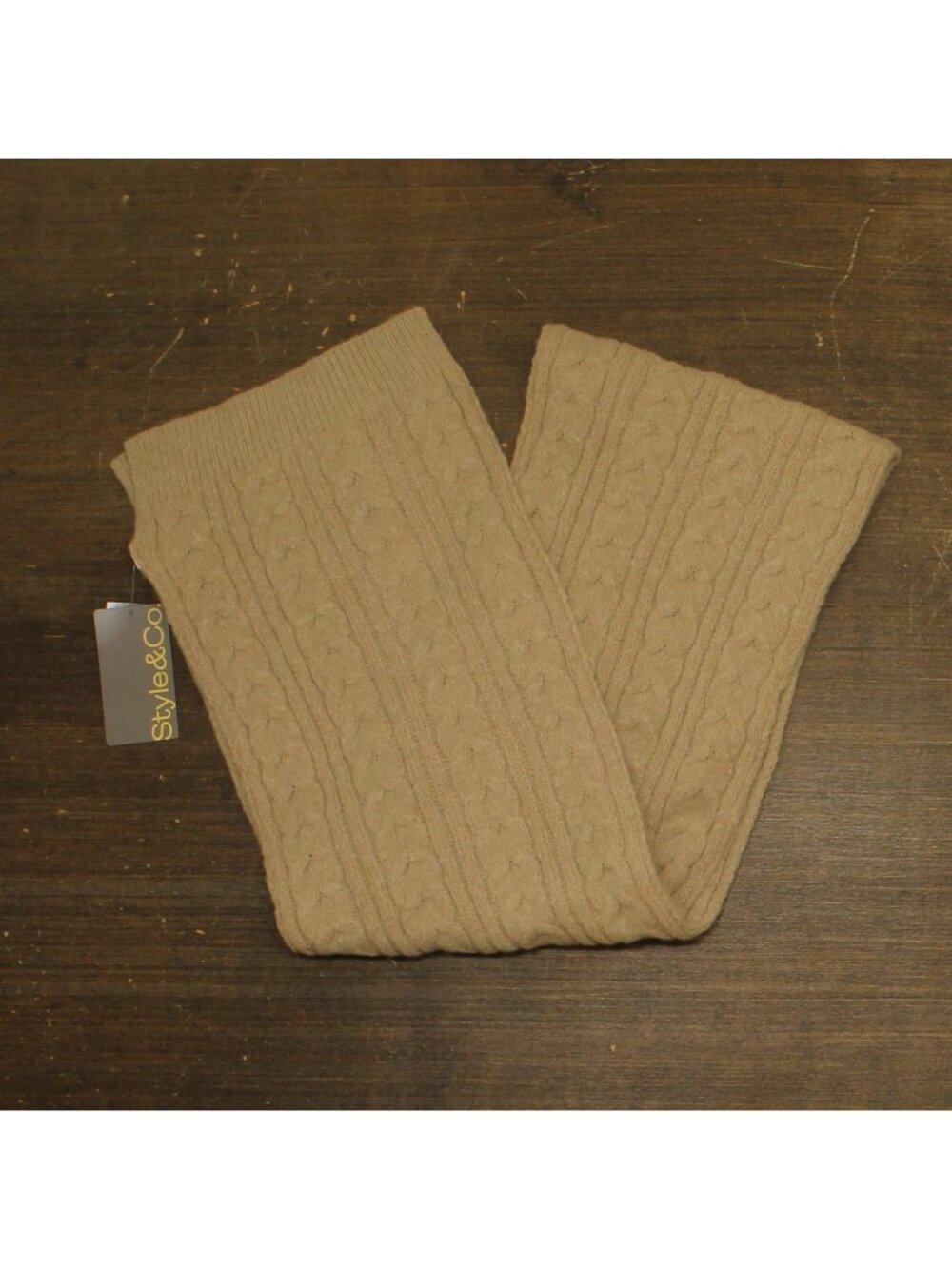 NWT Style & Co. Womens Solid Cable Knit Scarf SC9542505 Neutral Brown
